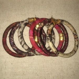 Six Woven Bangle Bracelets